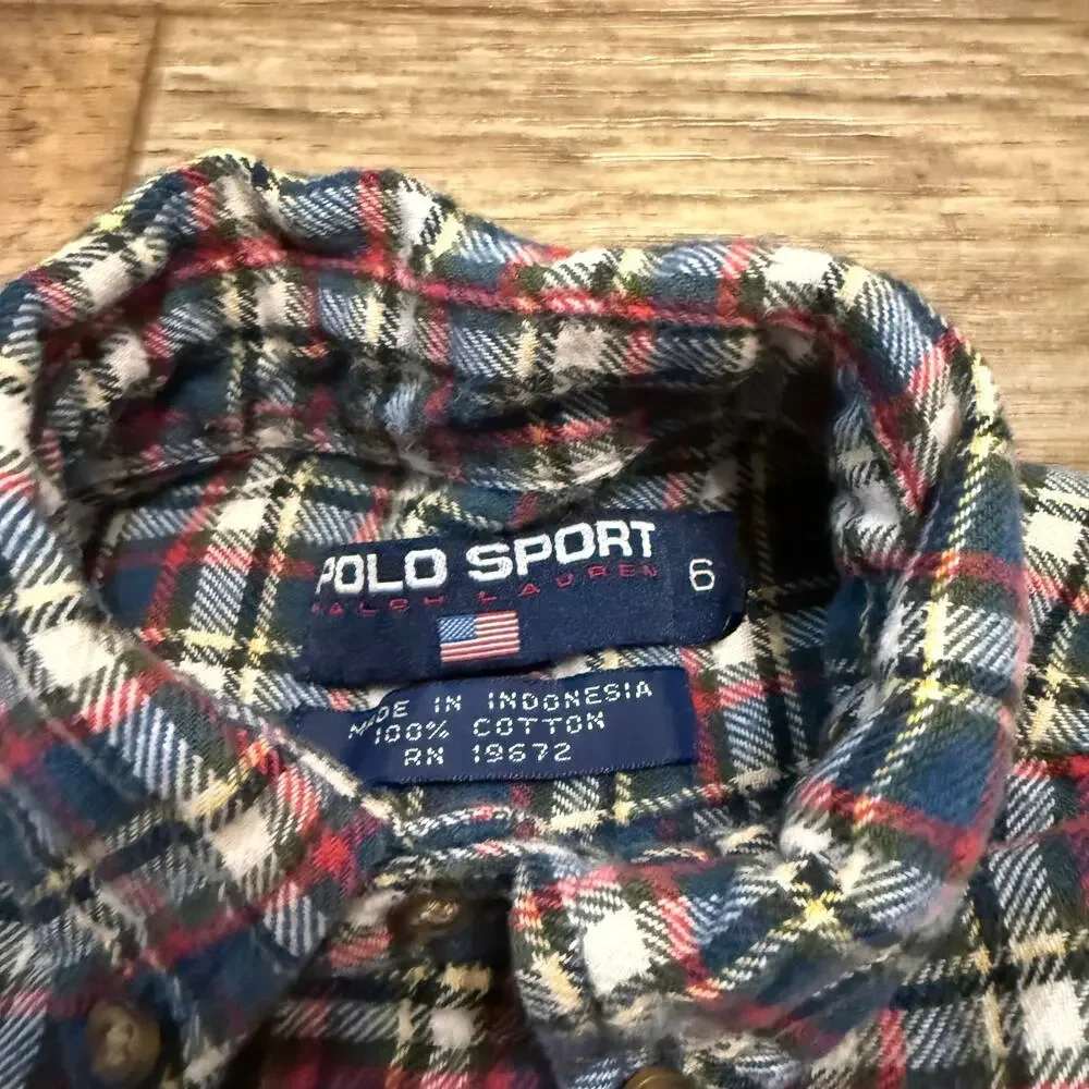 Vintage 90s Polo Sport Ralph Lauren Plaid Flannel Shirt